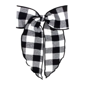 Medium Flannel Streamer Fabric Bow on Clippie - Black & White