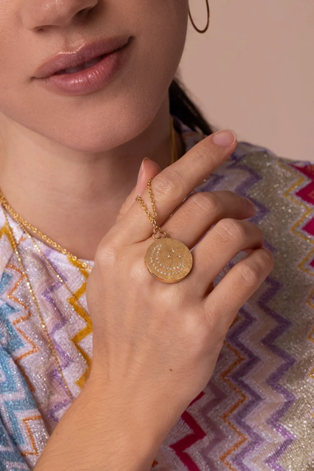 Medium Moon and Stars Locket Necklace