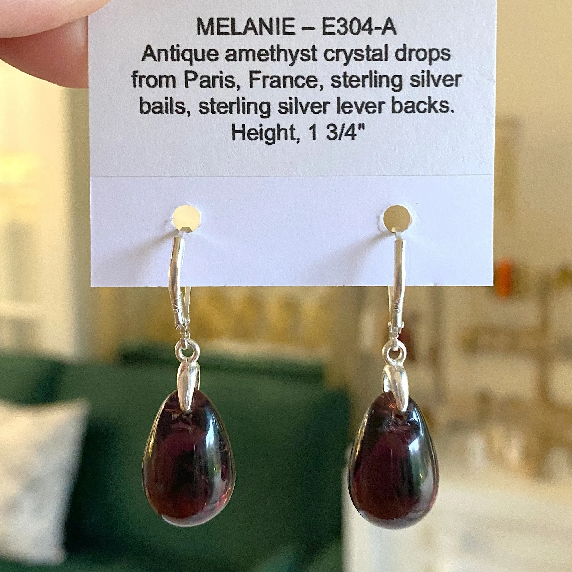 MELANIE antique french amethyst sterling earrings