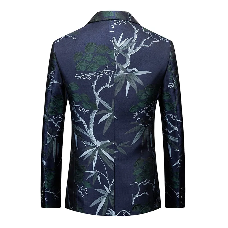 Men's Blazer Casual Steampunk Jacket Luxury Art Print Terno Social Masculino Homme