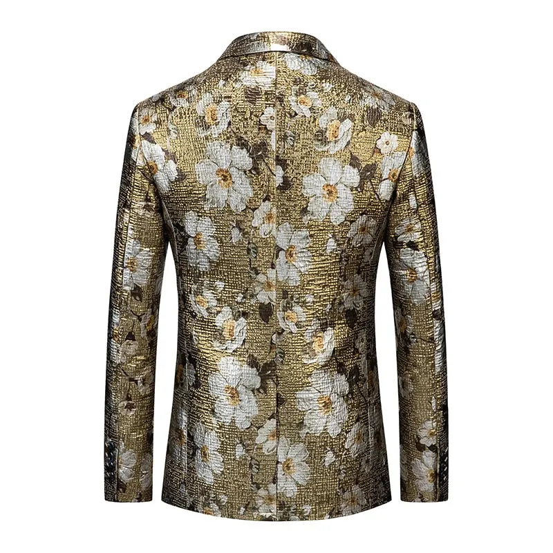 Men's Blazer Casual Steampunk Jacket Luxury Art Print Terno Social Masculino Homme