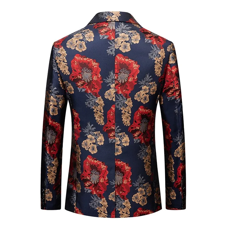 Men's Blazer Casual Steampunk Jacket Luxury Art Print Terno Social Masculino Homme