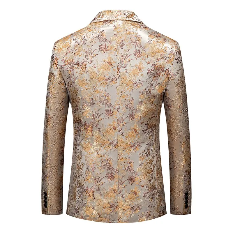 Men's Blazer Casual Steampunk Jacket Luxury Art Print Terno Social Masculino Homme