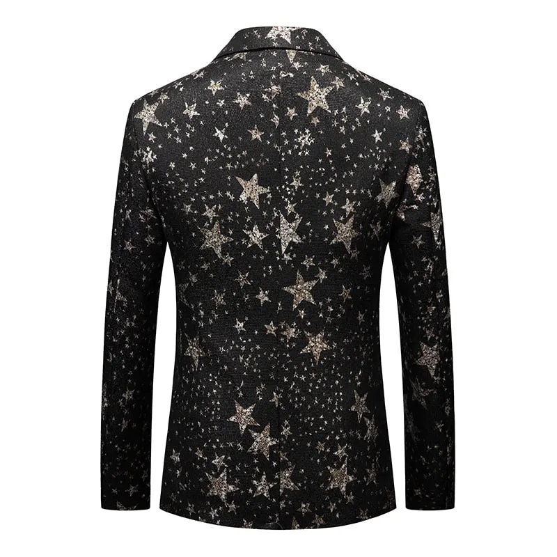 Men's Blazer Casual Steampunk Jacket Luxury Art Print Terno Social Masculino Homme