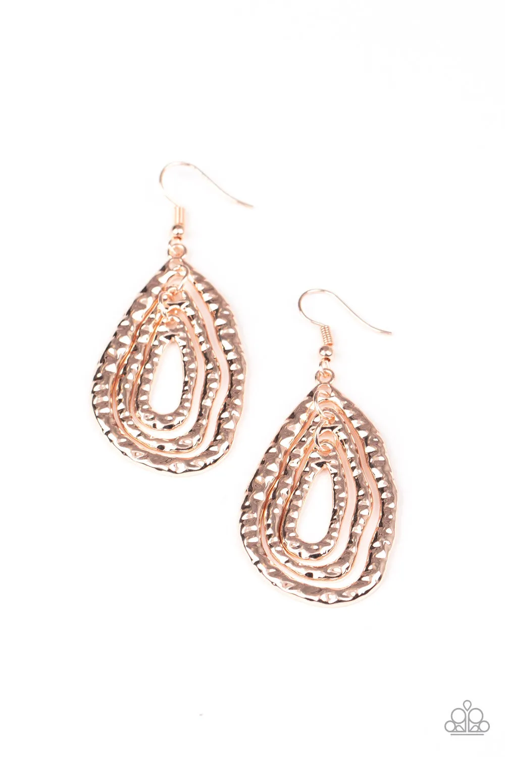 Metallic Meltdown - Rose Gold Paparazzi Earrings