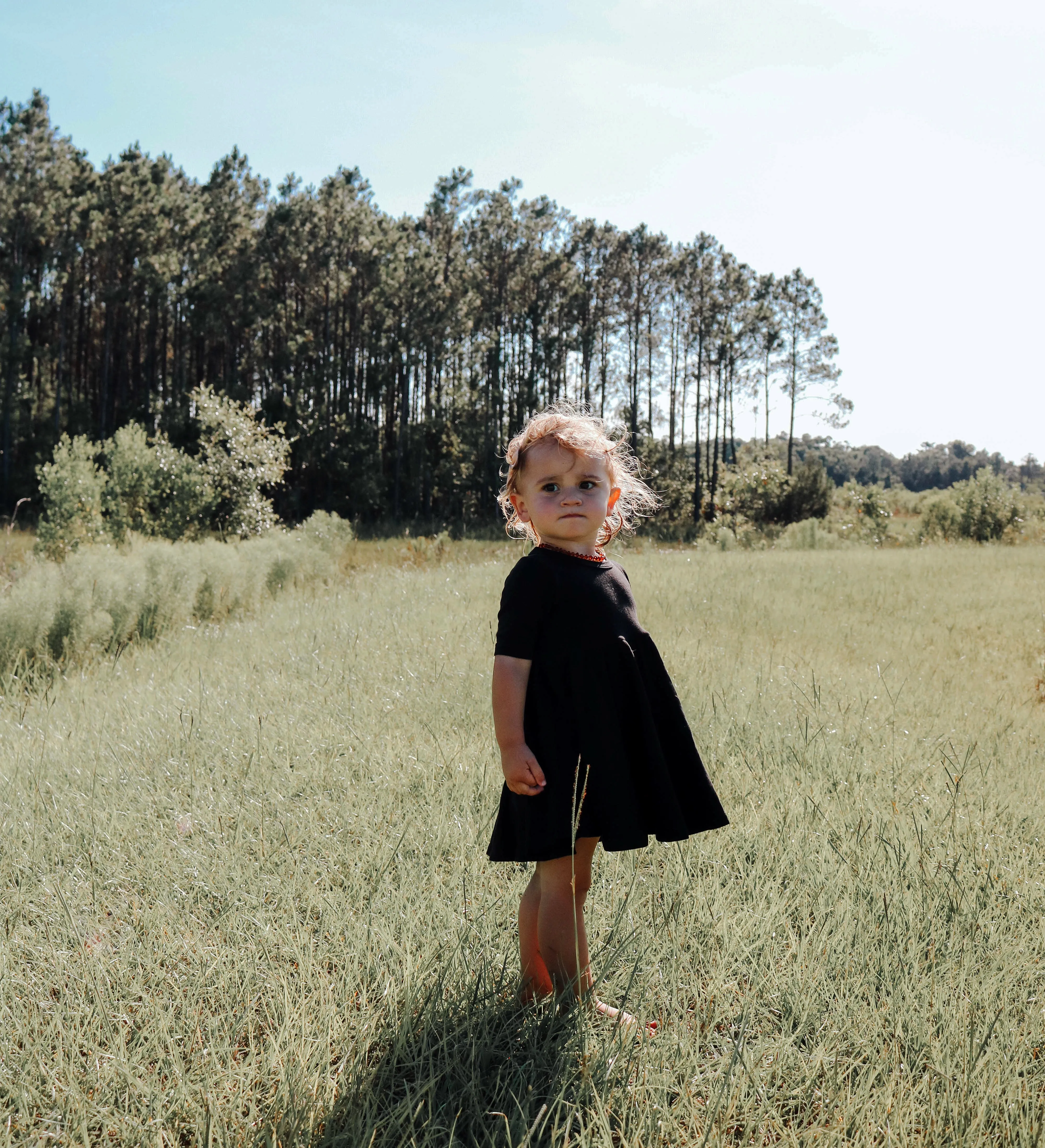 MID SLEEVE BAMBOO DRESS- Little Black Twirl