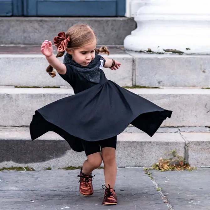 MID SLEEVE BAMBOO DRESS- Little Black Twirl