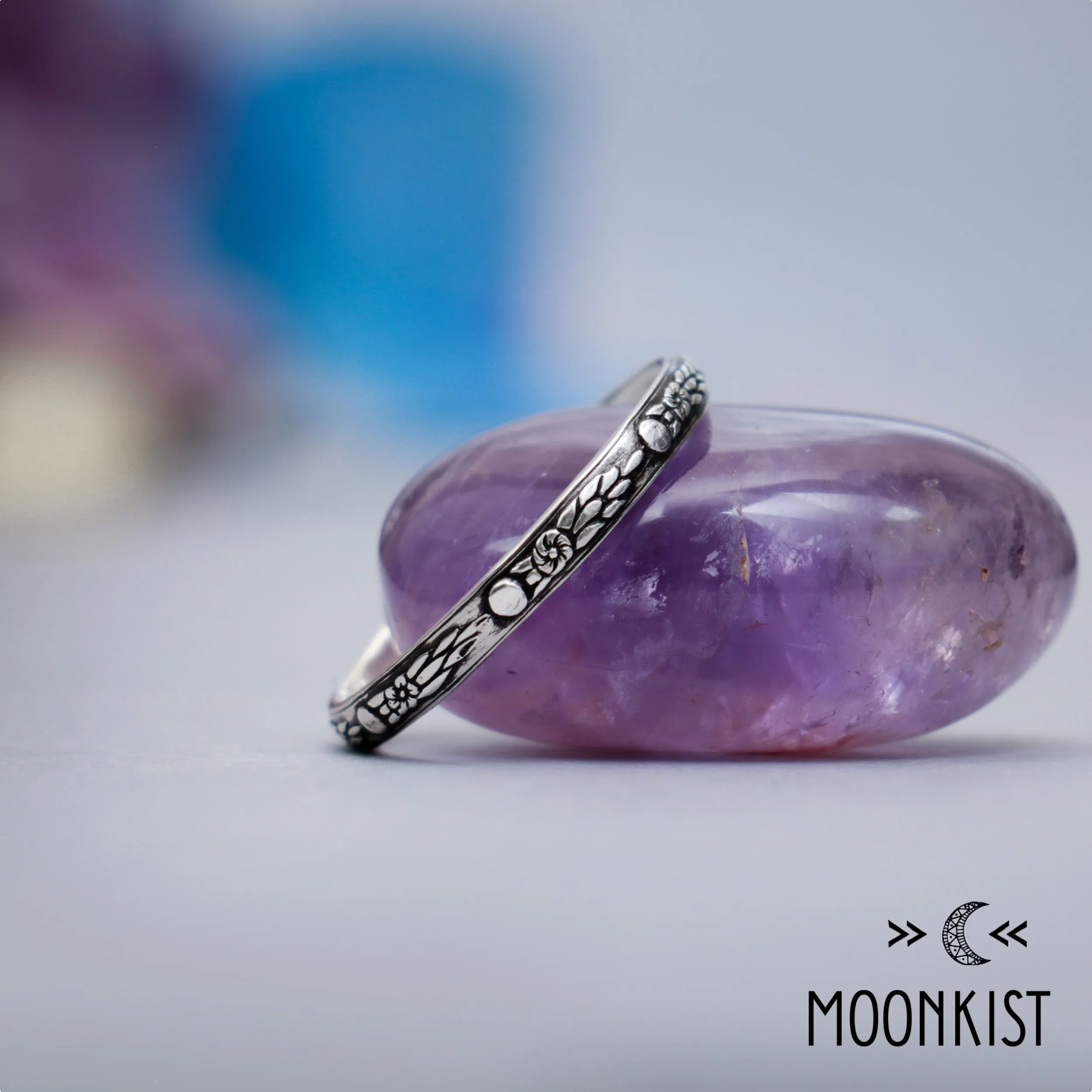 Narrow Silver Celestial Wedding Ring for Her | Moonkist Designs