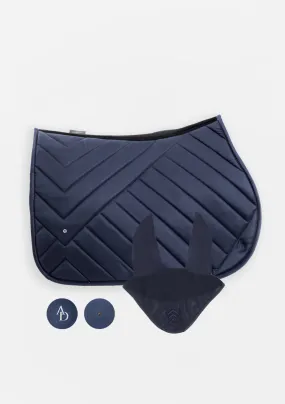 Navy Saddle Cloth & Fly Veil Set