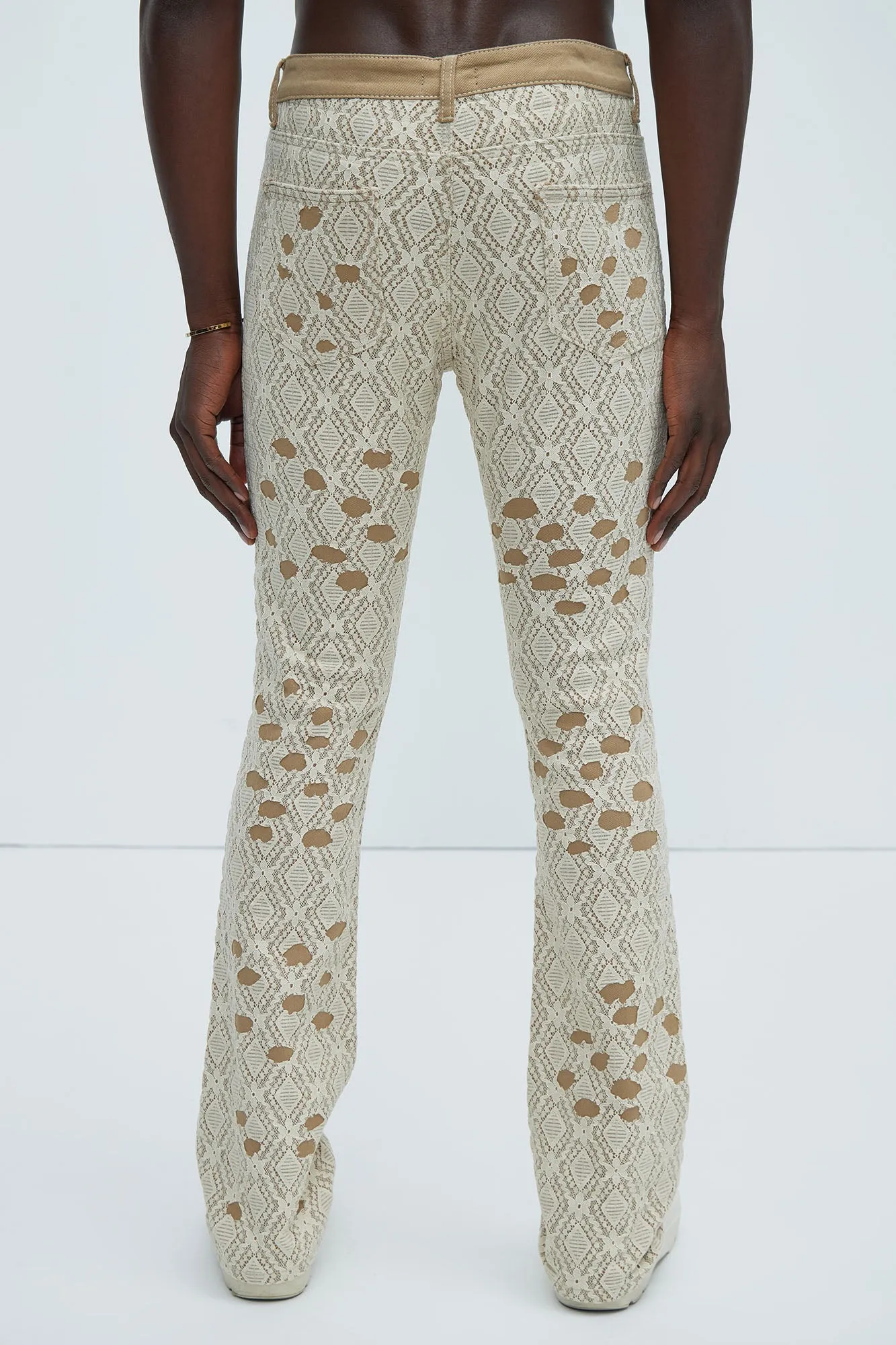 No Trace Just Lace Stacked Skinny Flare Pants - Brown/combo