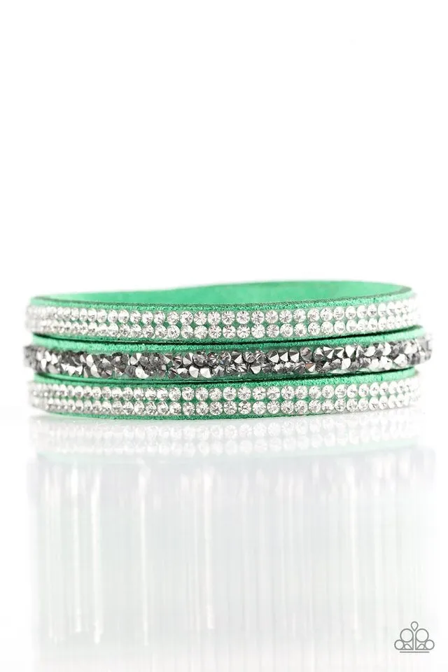 Paparazzi Accessories  - Mega Glam #B57 Case 2 - Green Gold Bracelet