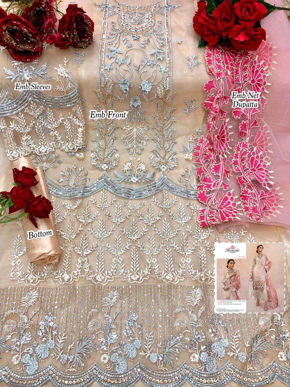 Peach Colour Embroidered Pakistani Suits