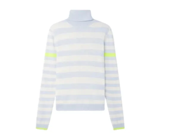 Pearl Stripe Roll Neck Cashmere Sweater