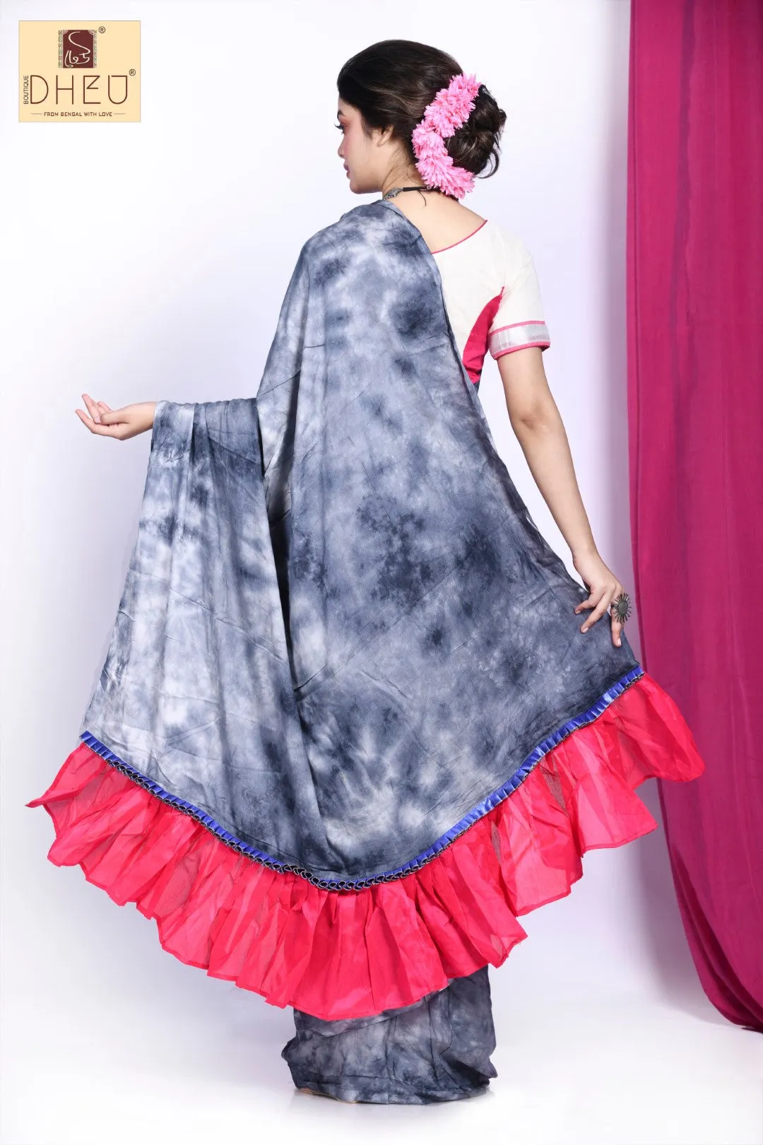 Pine Flycatcher-Dheu Exclusive Fusion Saree