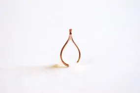 Pink Rose Gold Uneven Wishbone Charm- Vermeil 22k Gold plated Sterling Silver Uneven Wishbone Charm, Wishbone Charm, Gold Lucky Wishbone,320