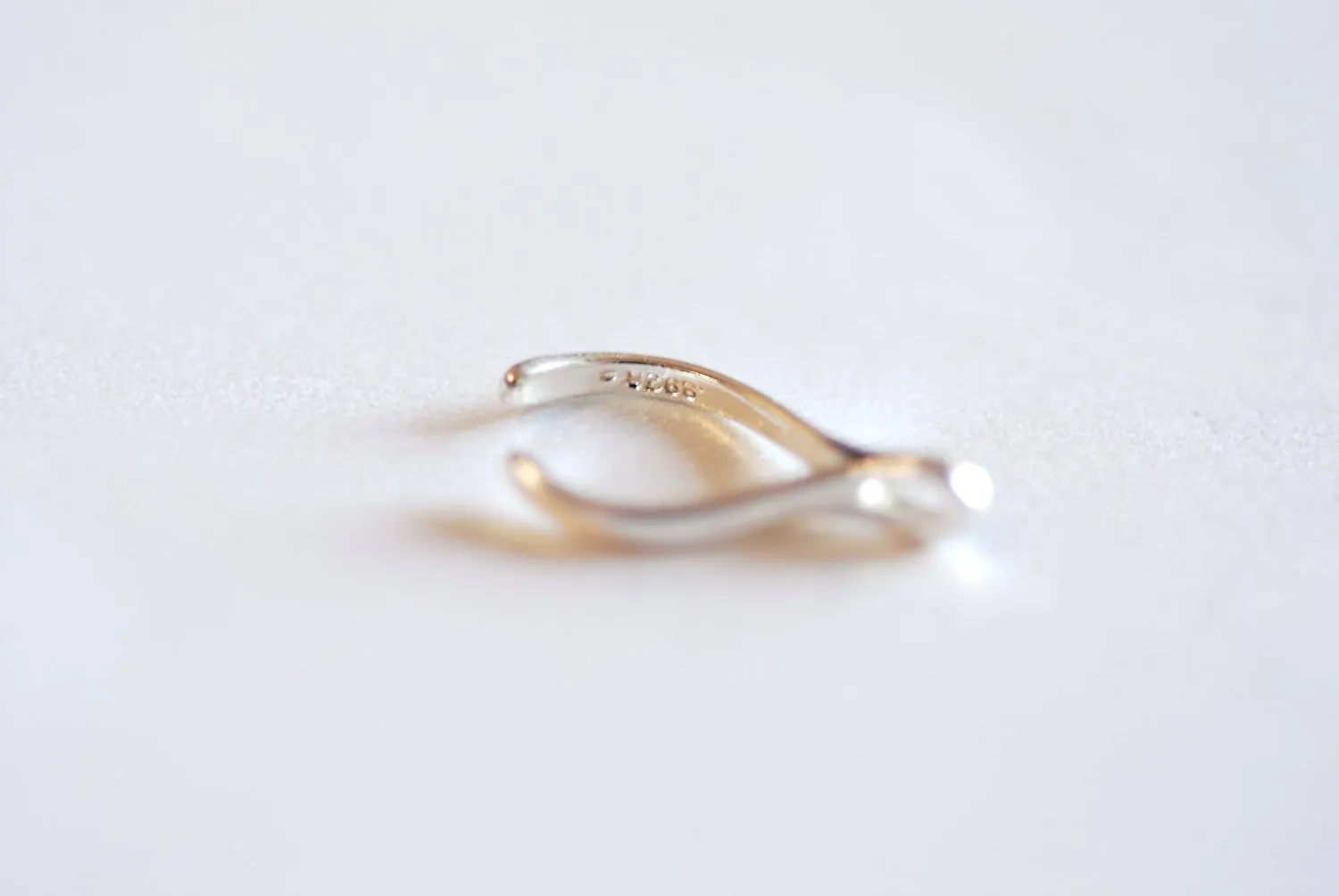 Pink Rose Gold Uneven Wishbone Charm- Vermeil 22k Gold plated Sterling Silver Uneven Wishbone Charm, Wishbone Charm, Gold Lucky Wishbone,320