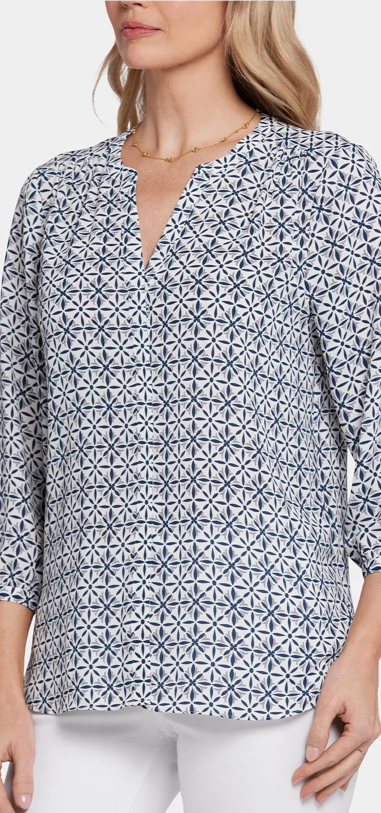 Pintuck Blouse Grafische Print | Early Bird