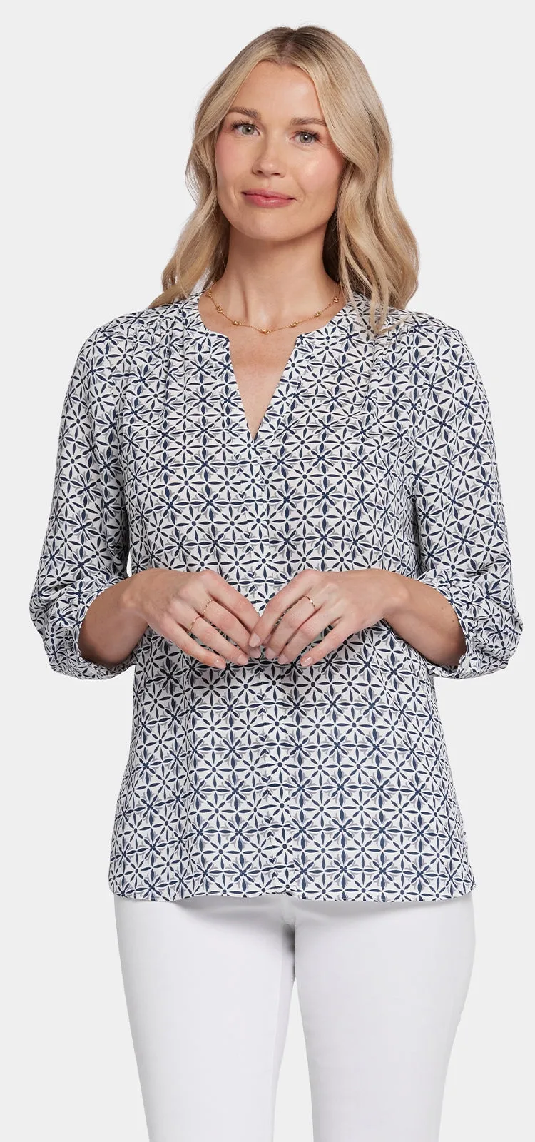 Pintuck Blouse Grafische Print | Early Bird