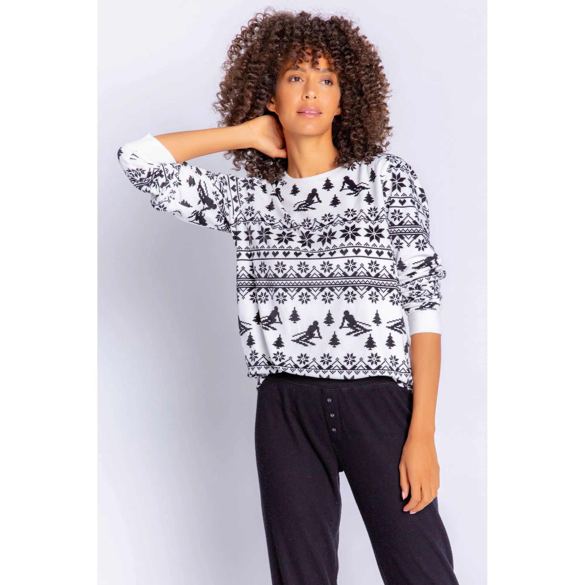 PJ Salvage Women's Ski Club Fairisle Top - IVORY