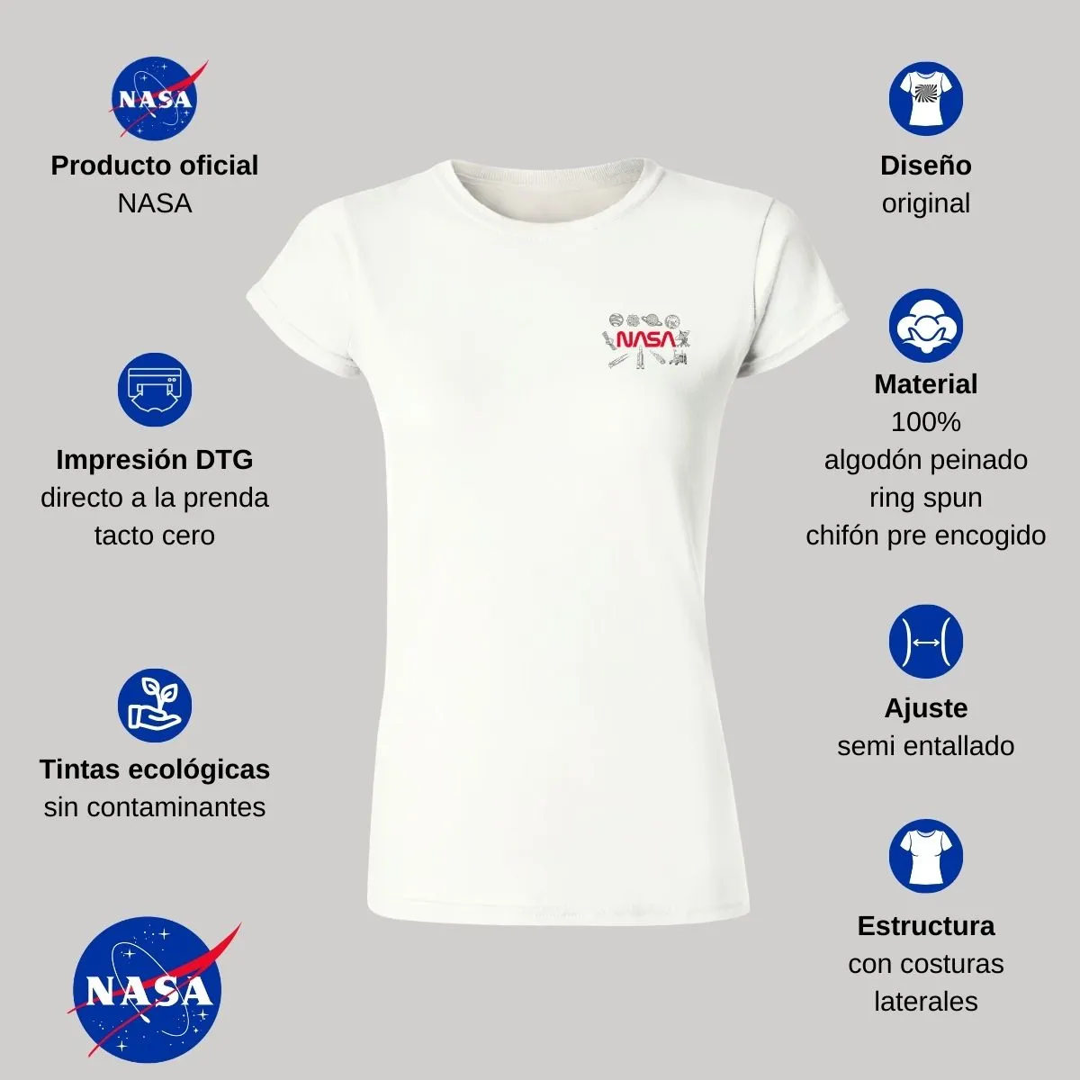 Playera Deportiva Mujer Nasa Espacio Escudo