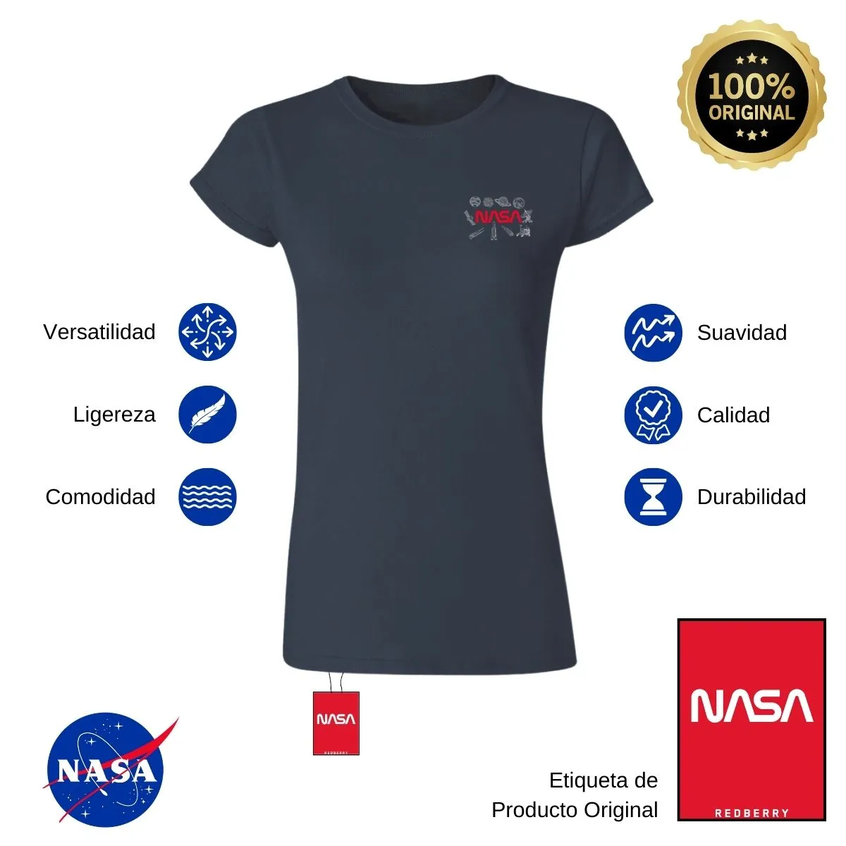 Playera Deportiva Mujer Nasa Espacio Escudo