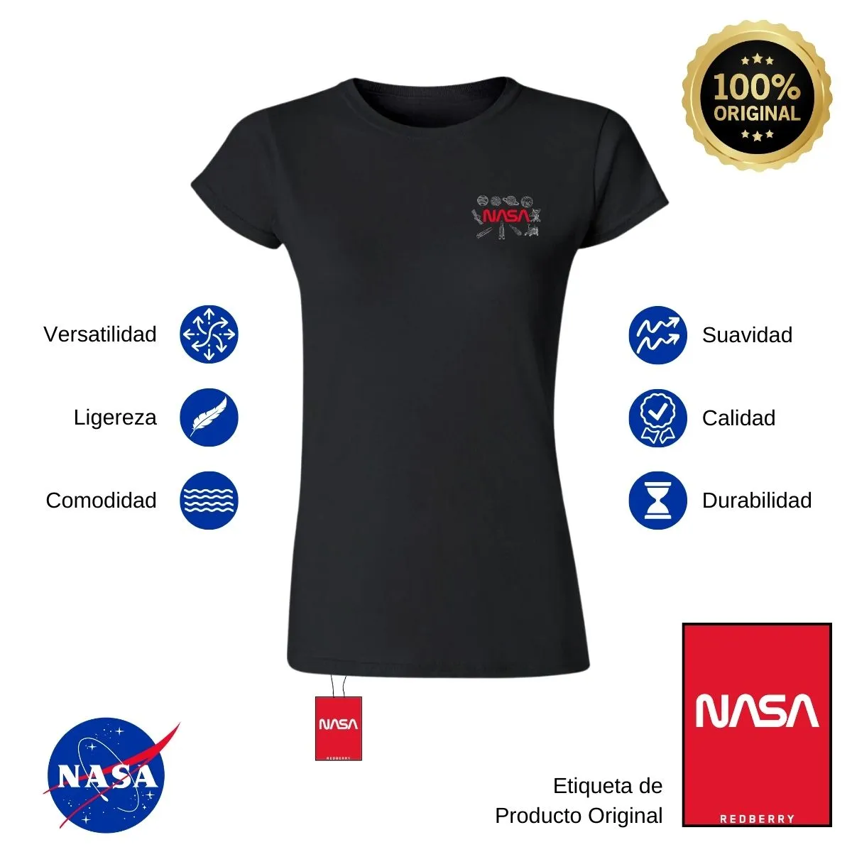 Playera Deportiva Mujer Nasa Espacio Escudo