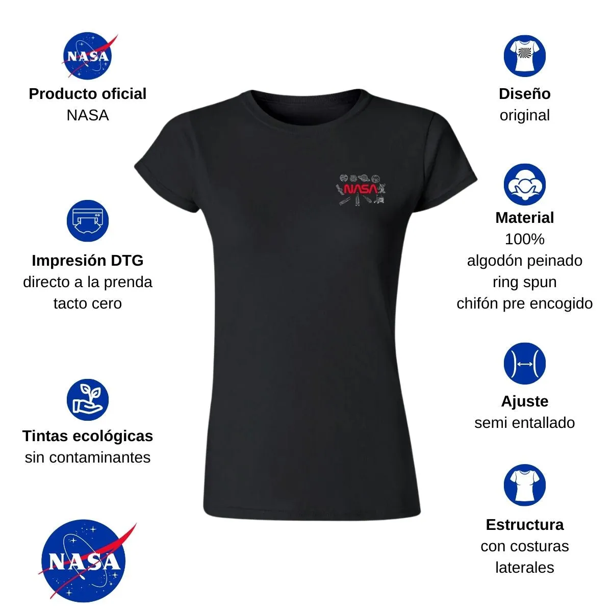 Playera Deportiva Mujer Nasa Espacio Escudo