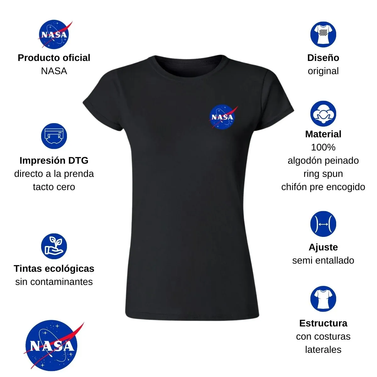 Playera Deportiva Mujer Nasa Logo Espacial Escudo