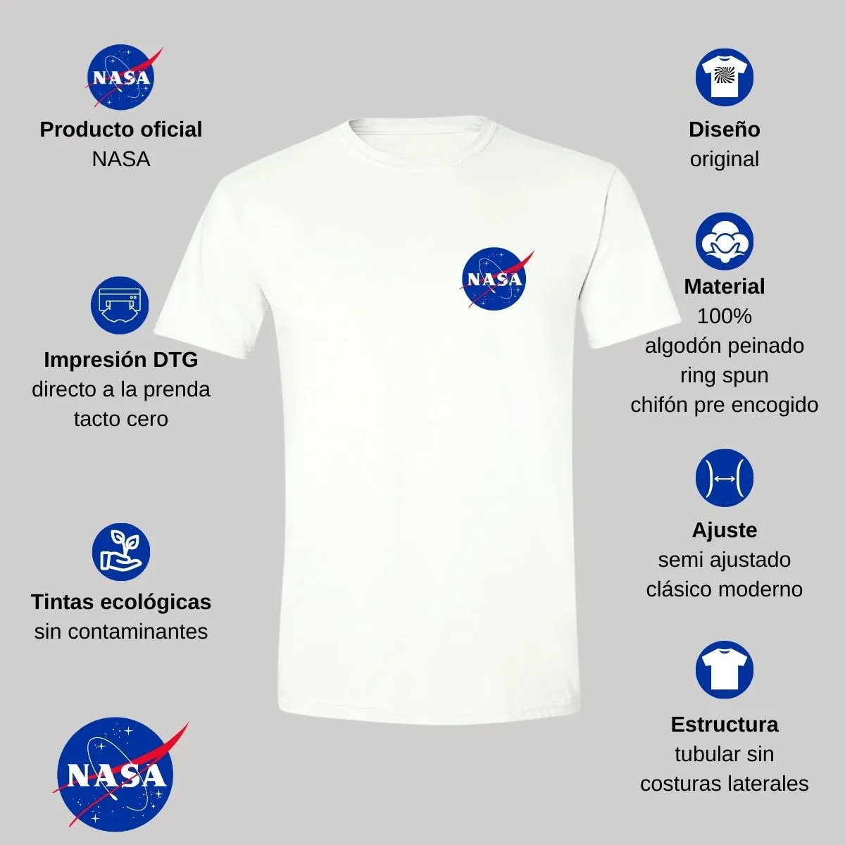 Playera Hombre Nasa Logo Espacial Escudo