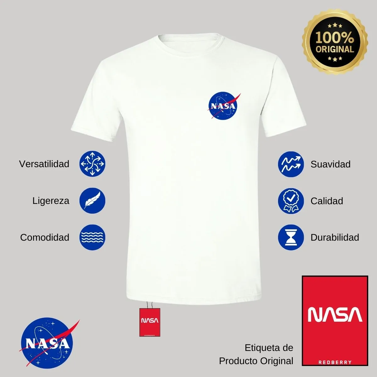 Playera Hombre Nasa Logo Espacial Escudo