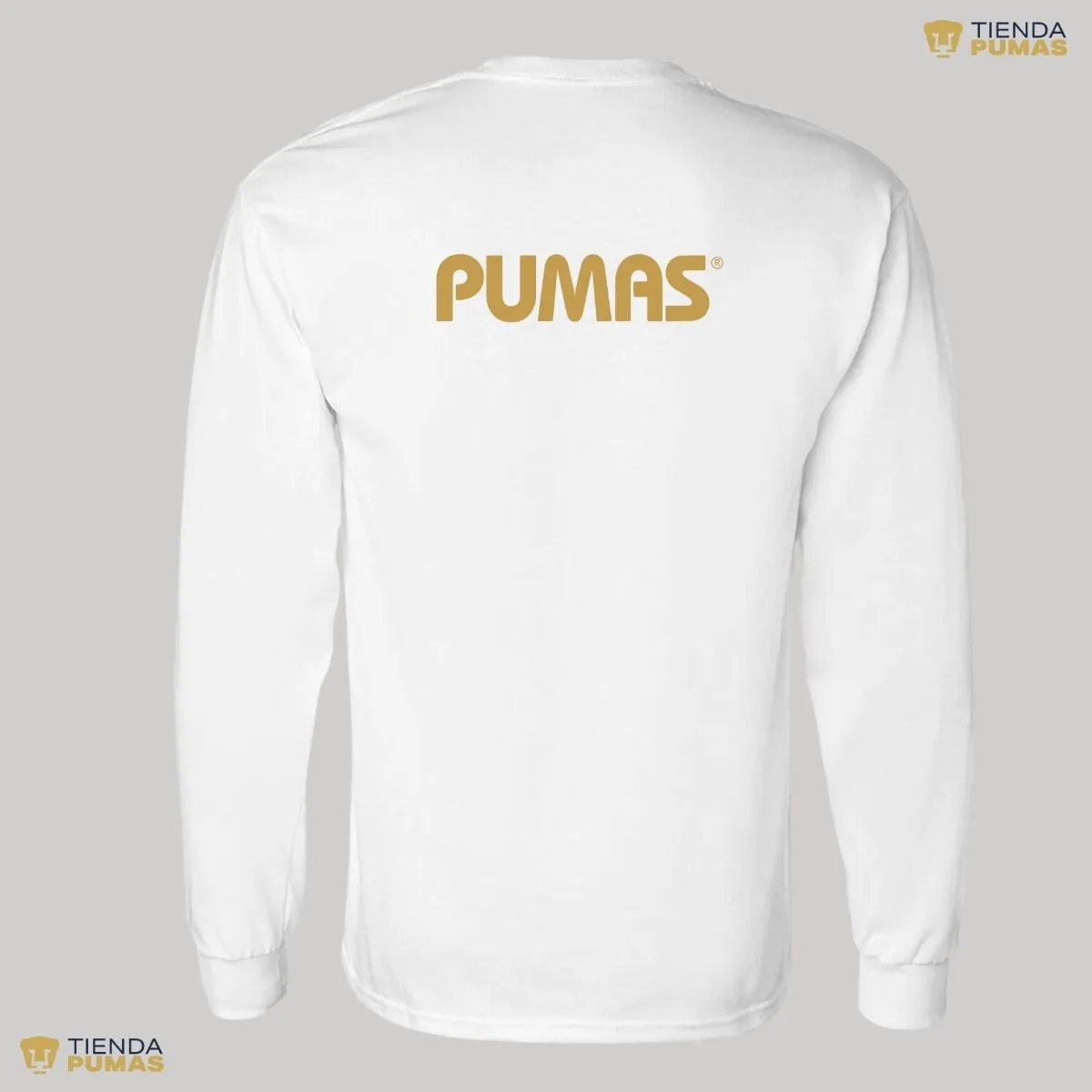 Playera Hombre Pumas Logo Dorado Manga Larga