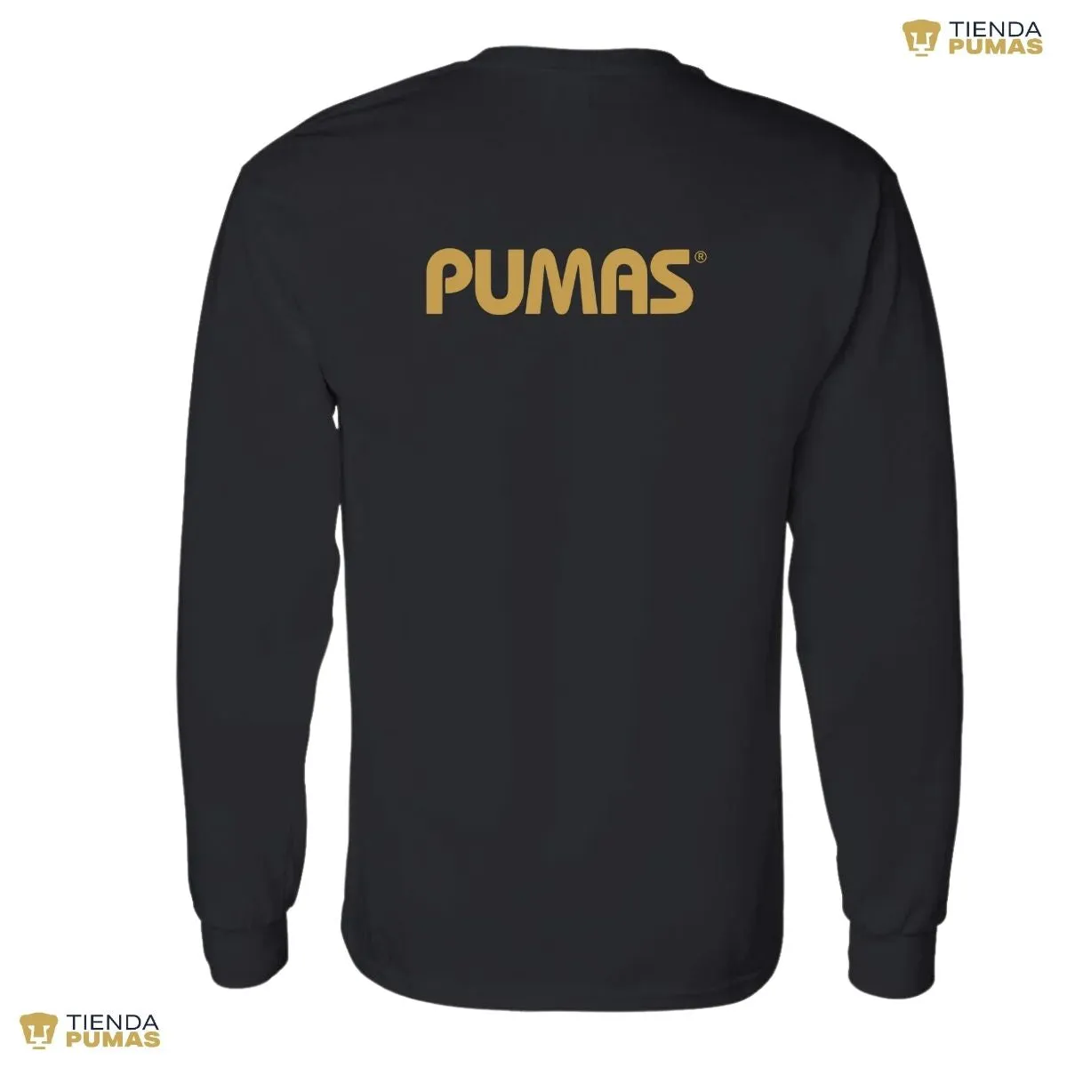 Playera Hombre Pumas Logo Dorado Manga Larga