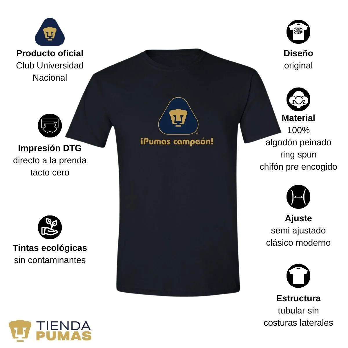 Playera Hombre Pumas UNAM campeón