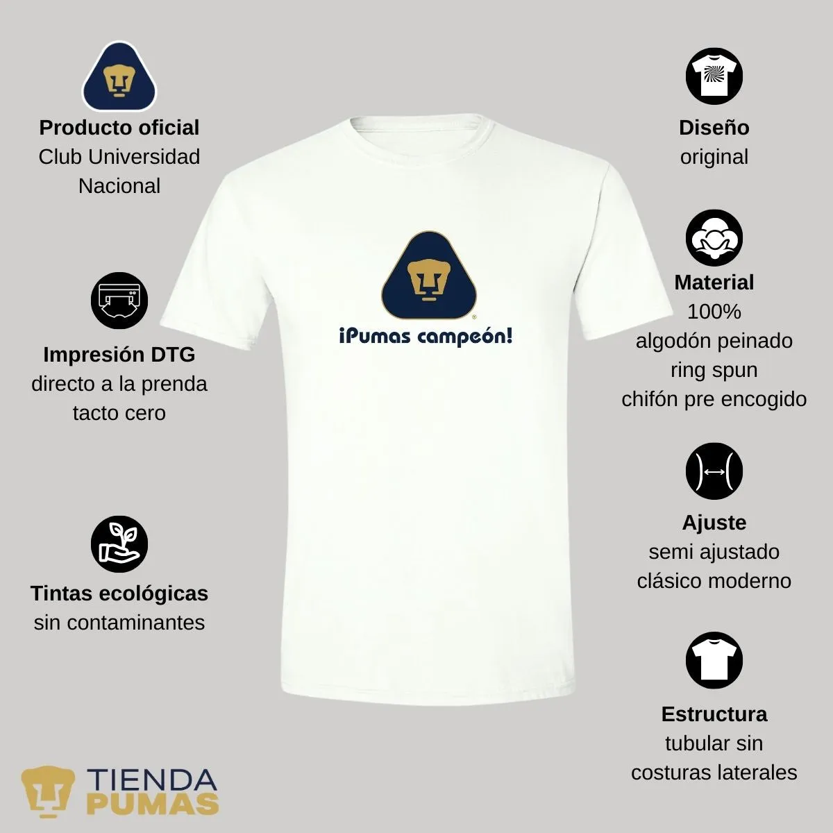 Playera Hombre Pumas UNAM campeón