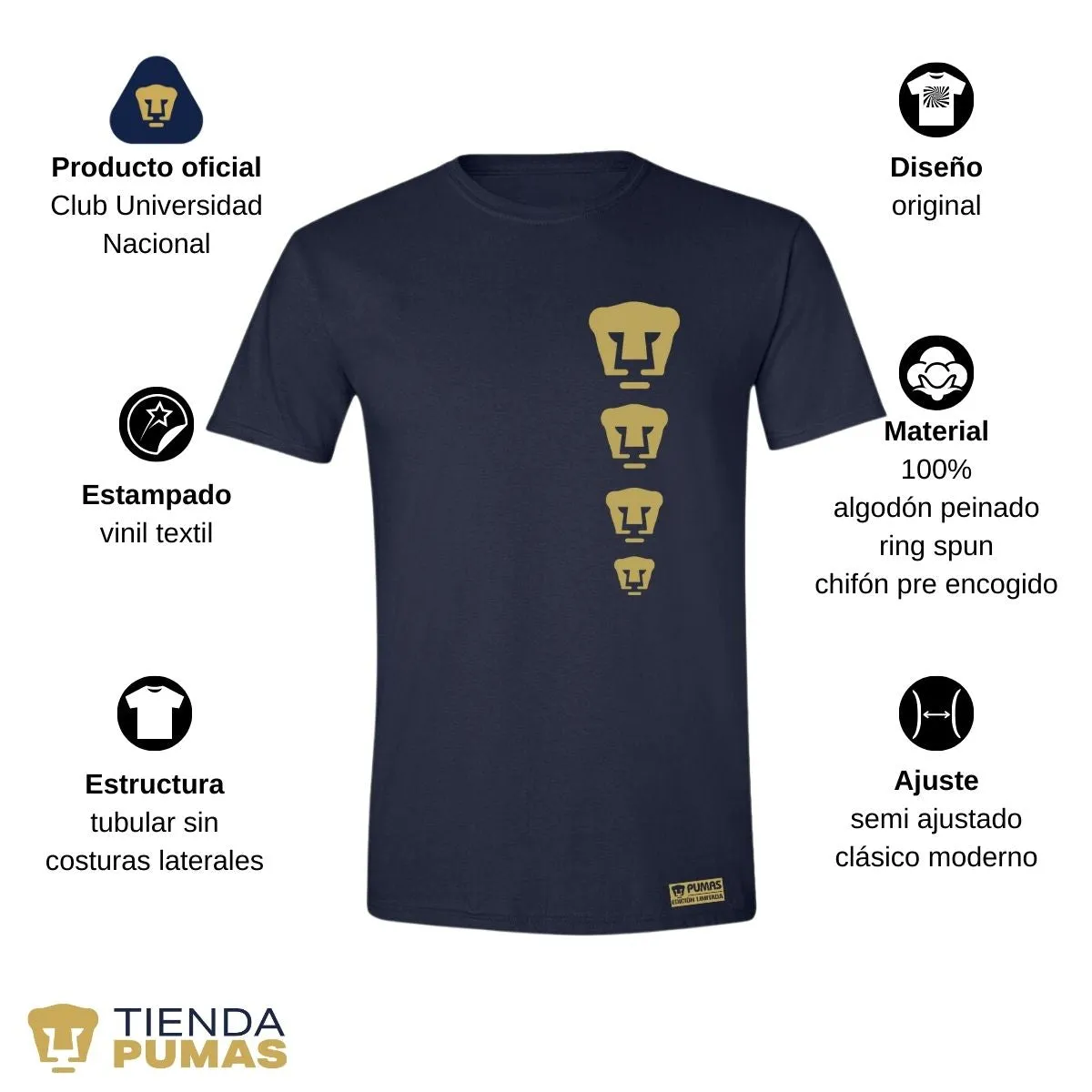 Playera Hombre Pumas UNAM Edición Limitada 3 Vinil