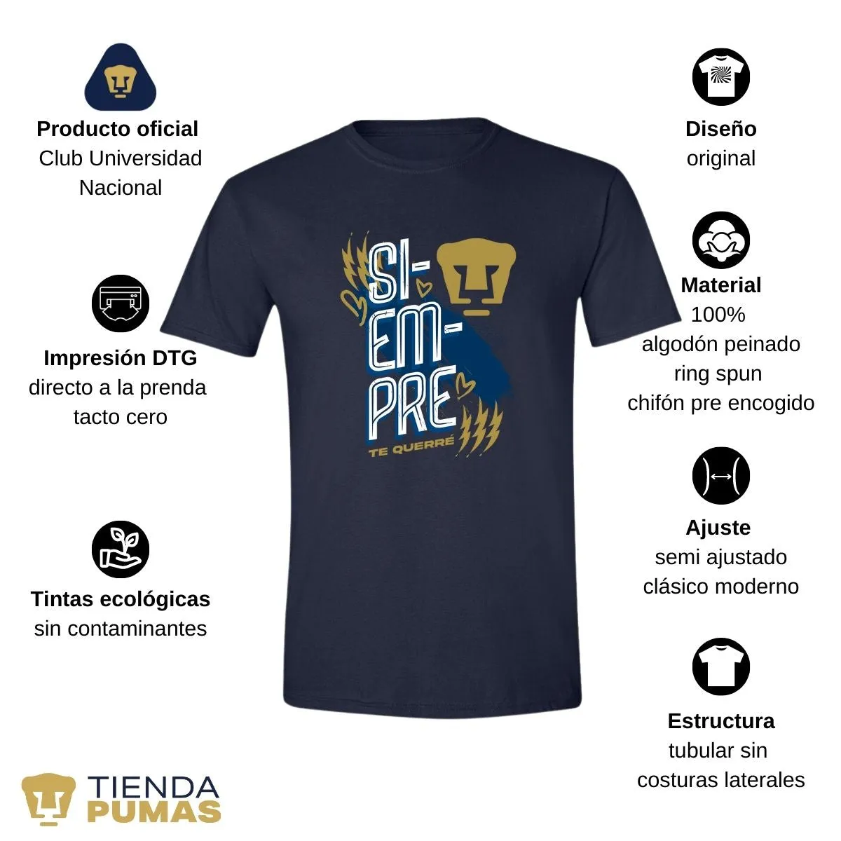 Playera Hombre Pumas UNAM San Valentín