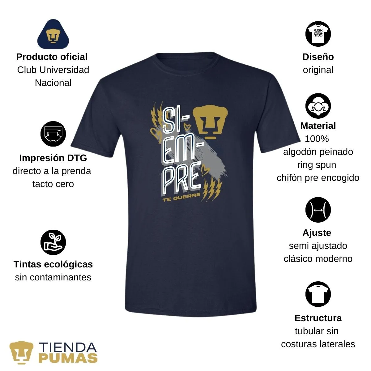 Playera Hombre Pumas UNAM San Valentín