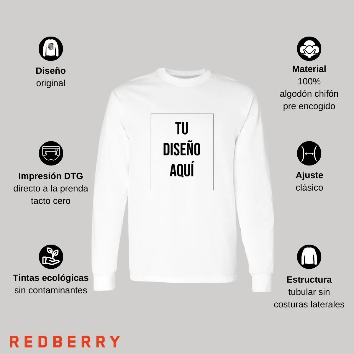 Playera M Larga Personalizada Hombre Tu Diseo Aquí