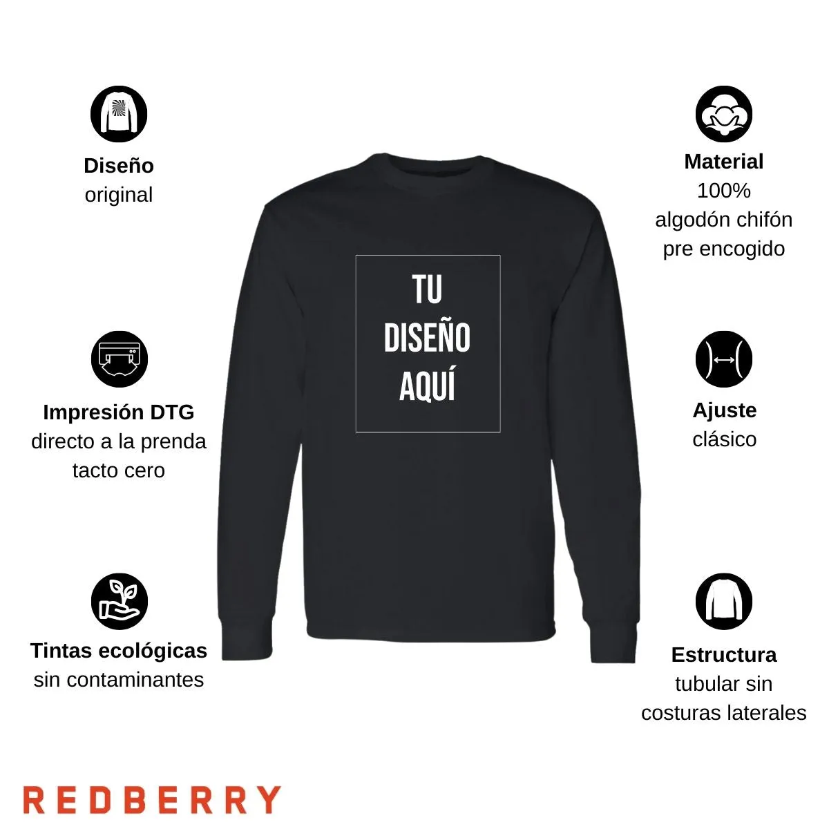 Playera M Larga Personalizada Hombre Tu Diseo Aquí