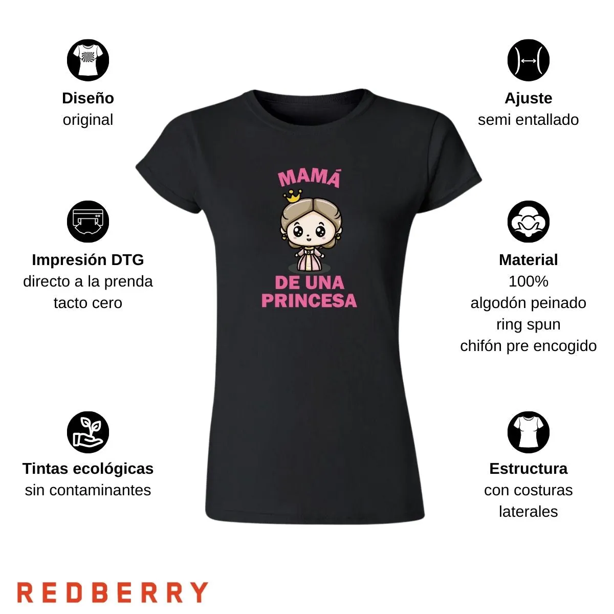 Playera Mujer Mamá de una princesa