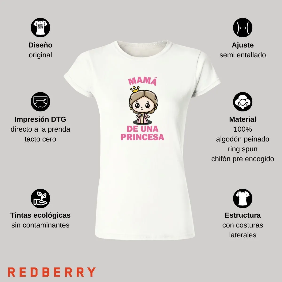 Playera Mujer Mamá de una princesa