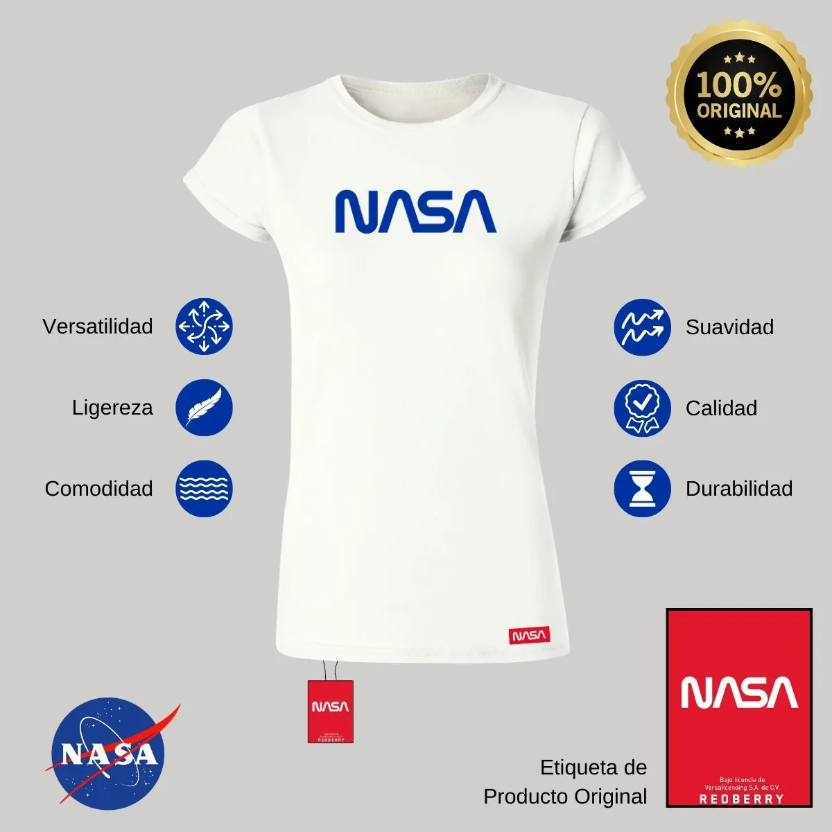 Playera Mujer Nasa Worm Blue