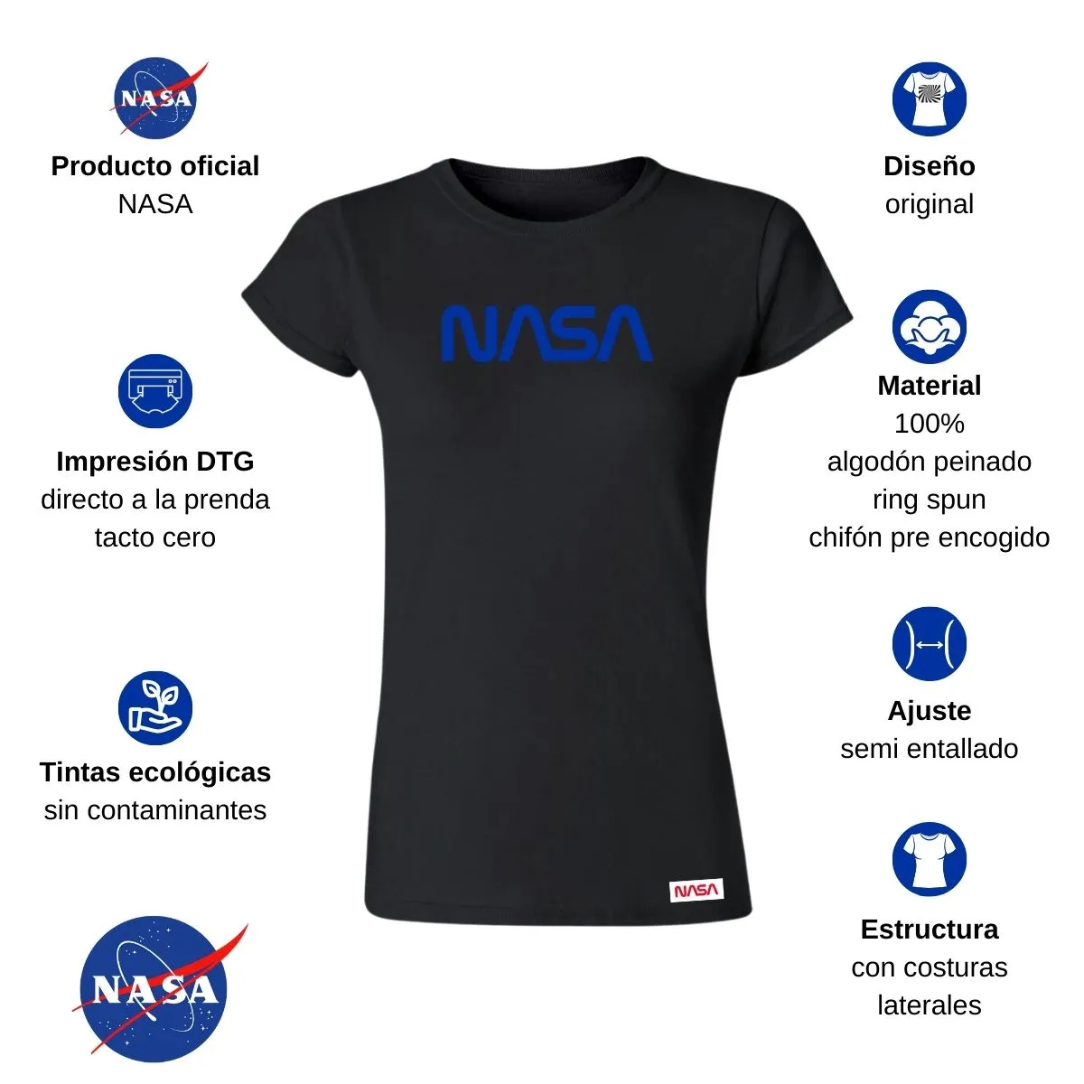 Playera Mujer Nasa Worm Blue