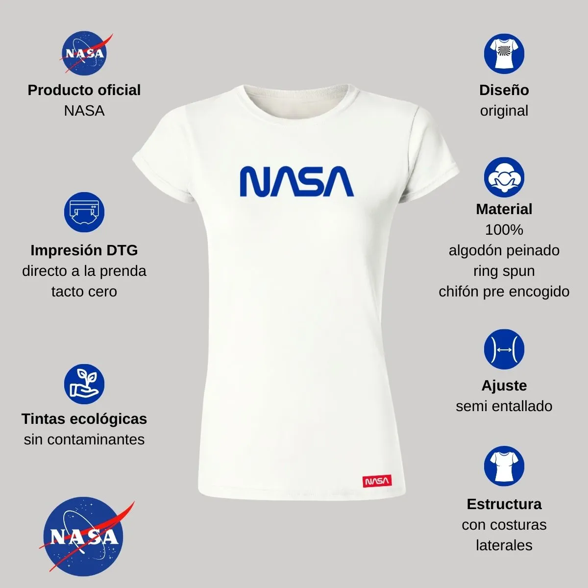 Playera Mujer Nasa Worm Blue