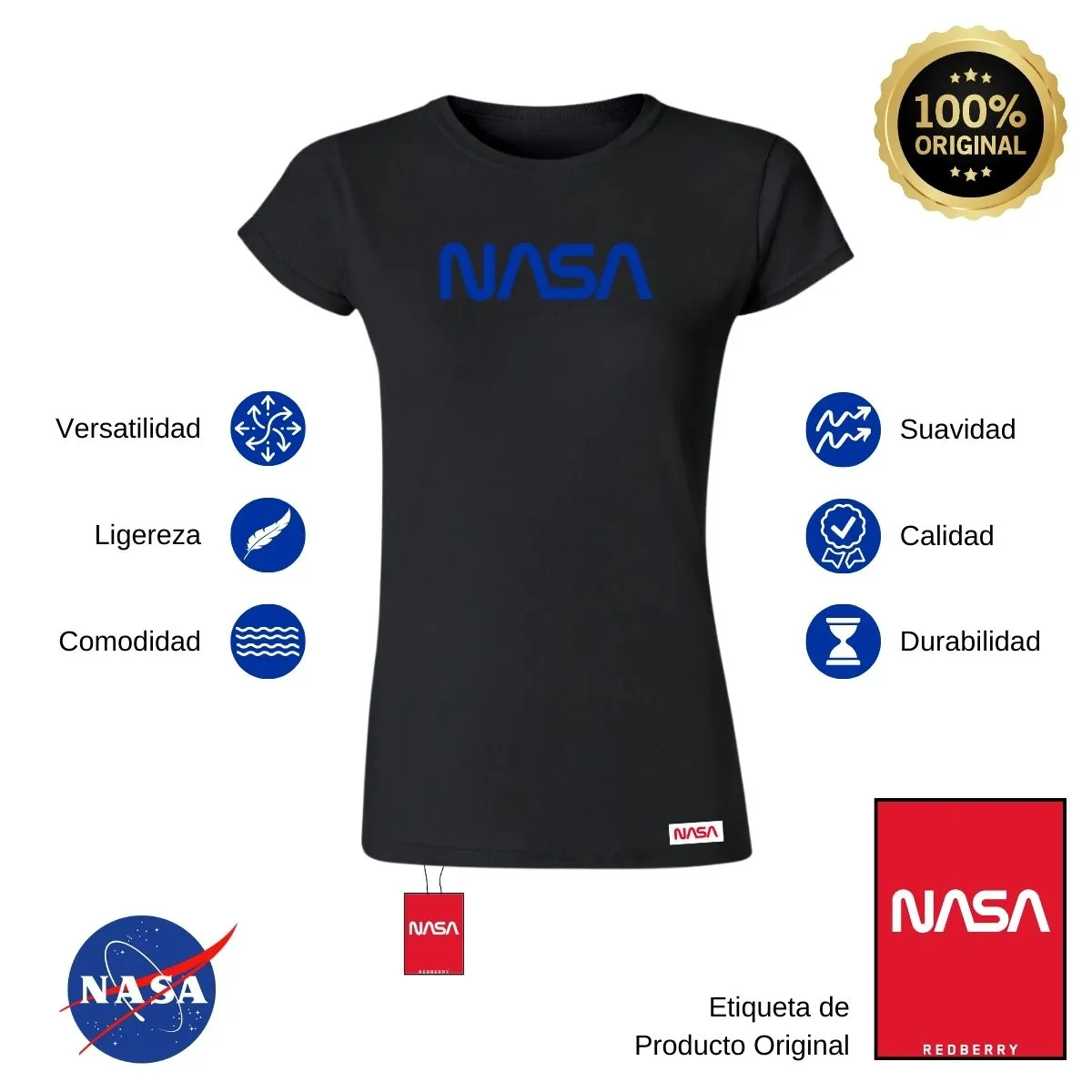 Playera Mujer Nasa Worm Blue