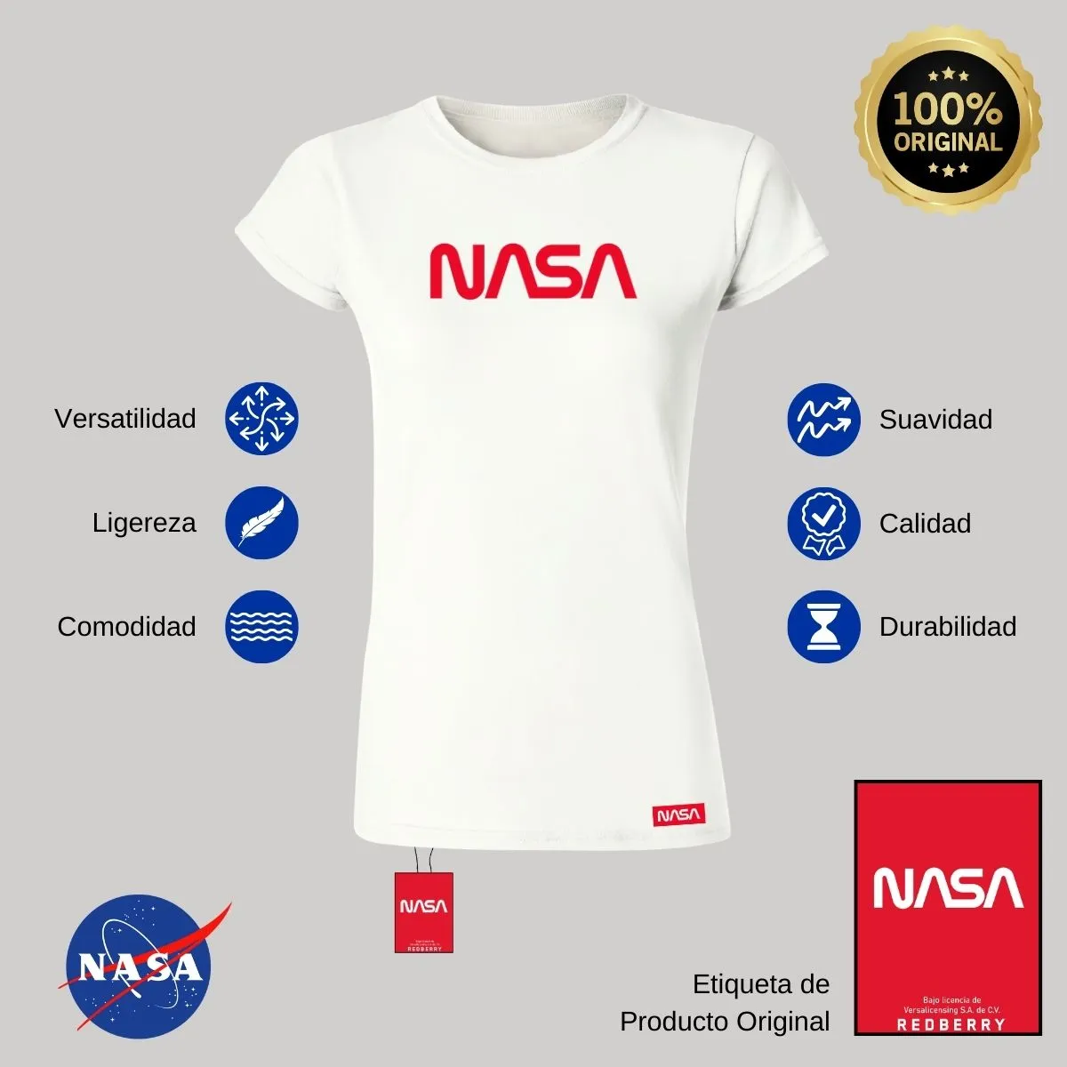 Playera Mujer Nasa Worm Red