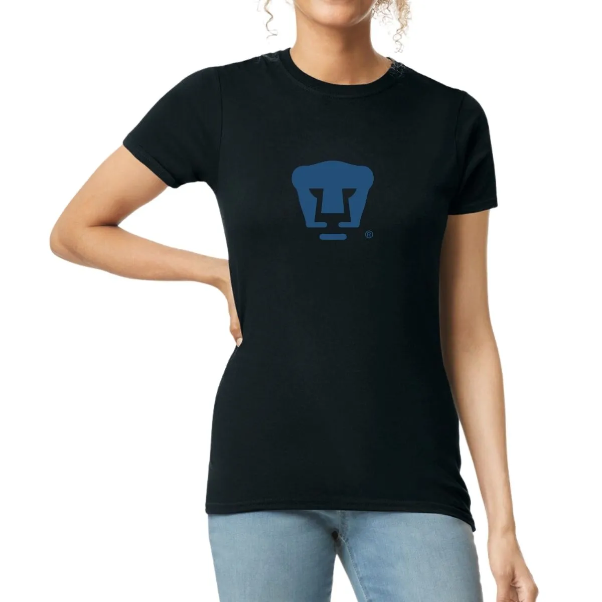 Playera Mujer Pumas UNAM Azul Logo Vinil