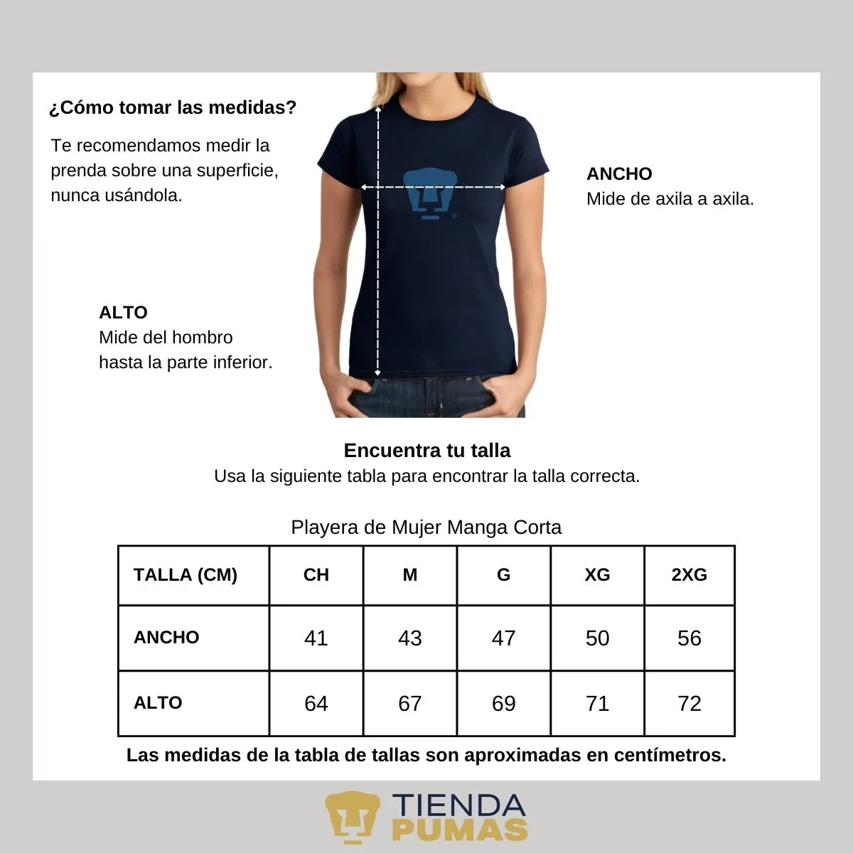 Playera Mujer Pumas UNAM Azul Logo Vinil