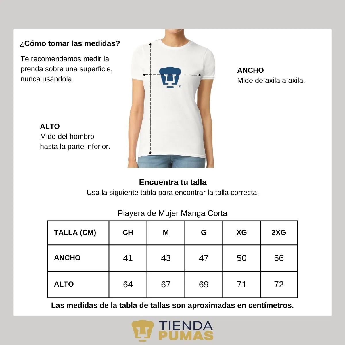 Playera Mujer Pumas UNAM Azul Logo Vinil