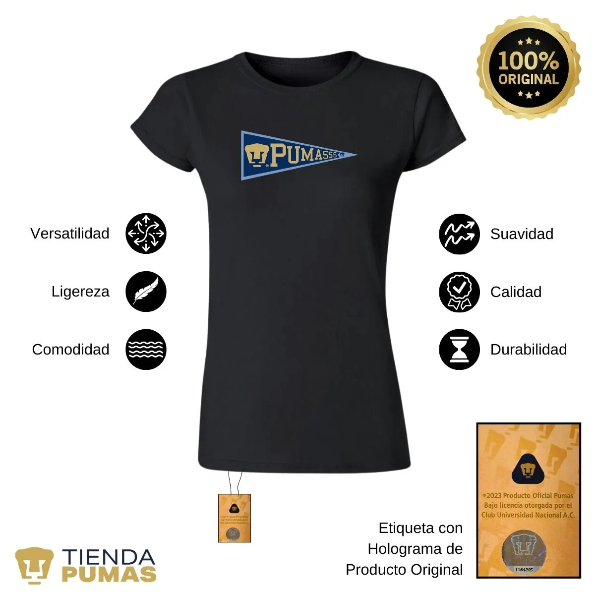 Playera Mujer Pumas UNAM Banderín